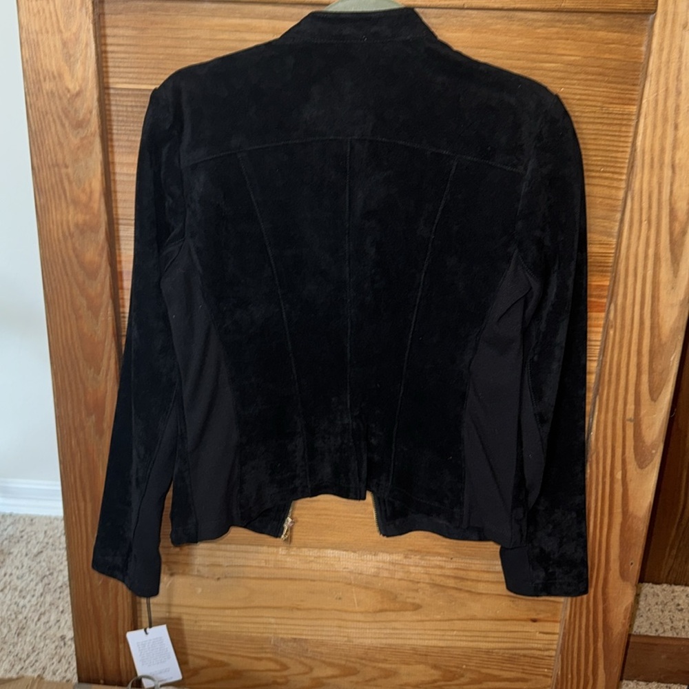 NWT Ivanka Trump Black Faux Suede Leather Zip Bomber Moto Jacket - size Small - Picture 6 of 6